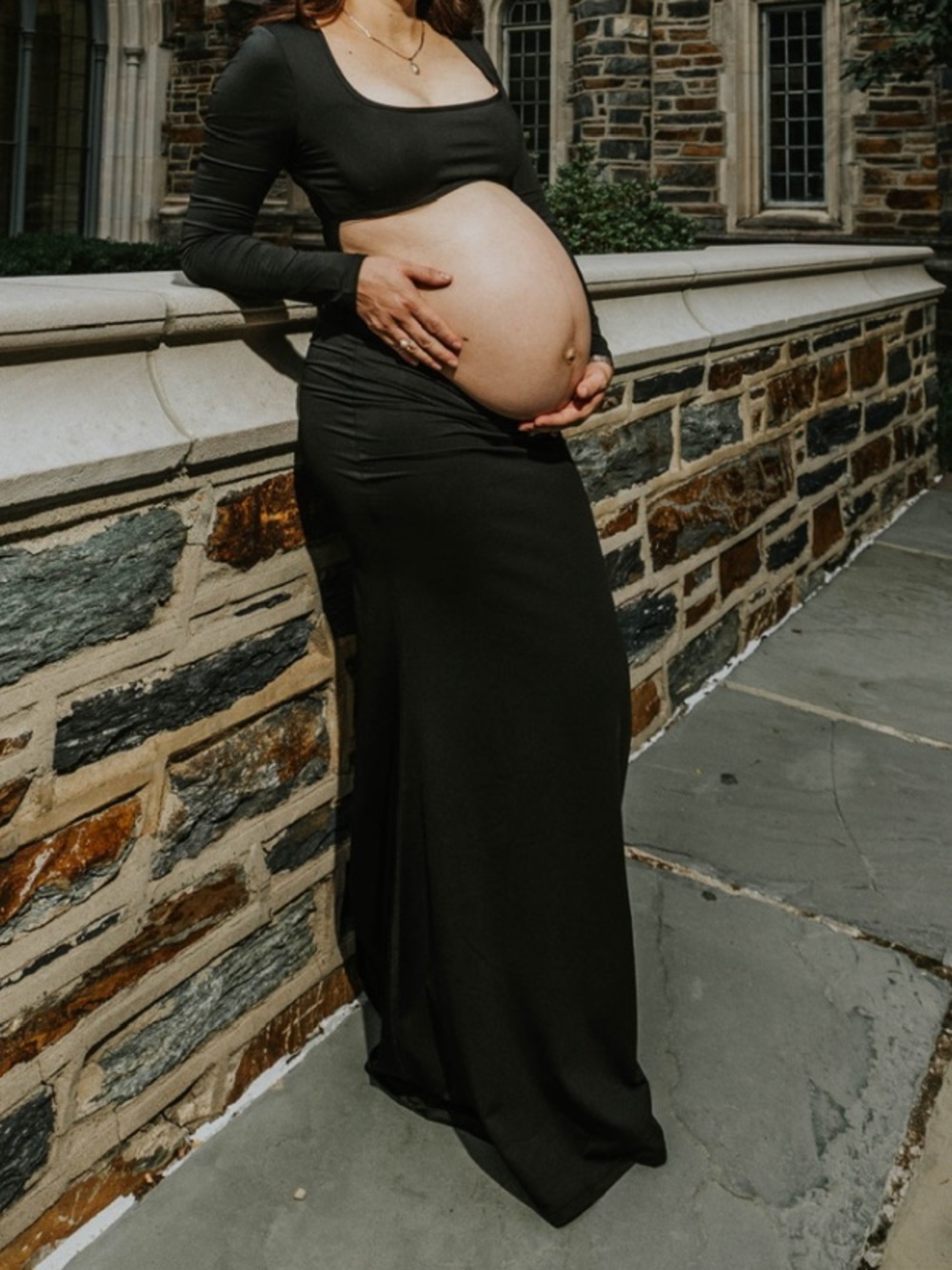 Maternity Maxi Skirt – Black Elegant Stretch Skirt
